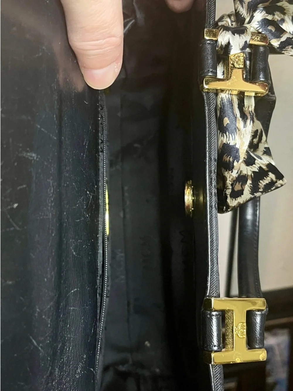 EUC MCM Black Logo Satchel